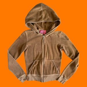 00's vintage tan velour y2k track jacket Petite XS juicy couture